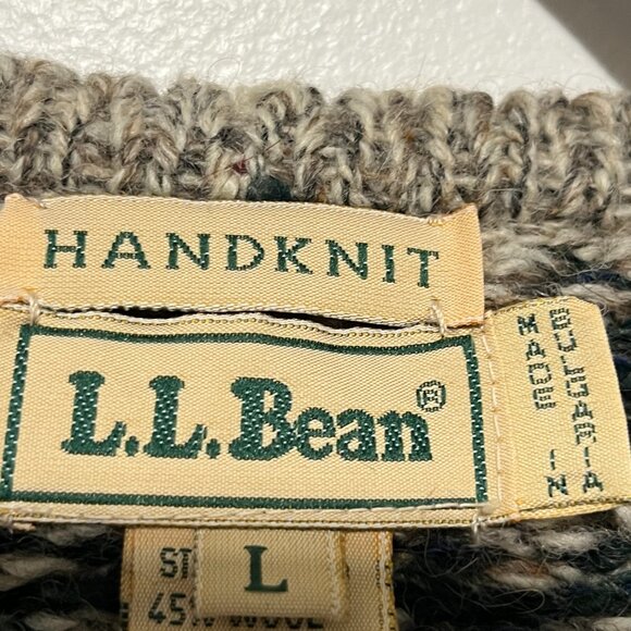 LL Bean Womens VTG Hand Knit Wool Alpaca Cardigan Sz L Cottagecore Granny Chunky - Picture 7 of 9